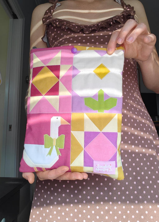Cottage Orchard Patchwork Book Sleeve with Snap Enclosure