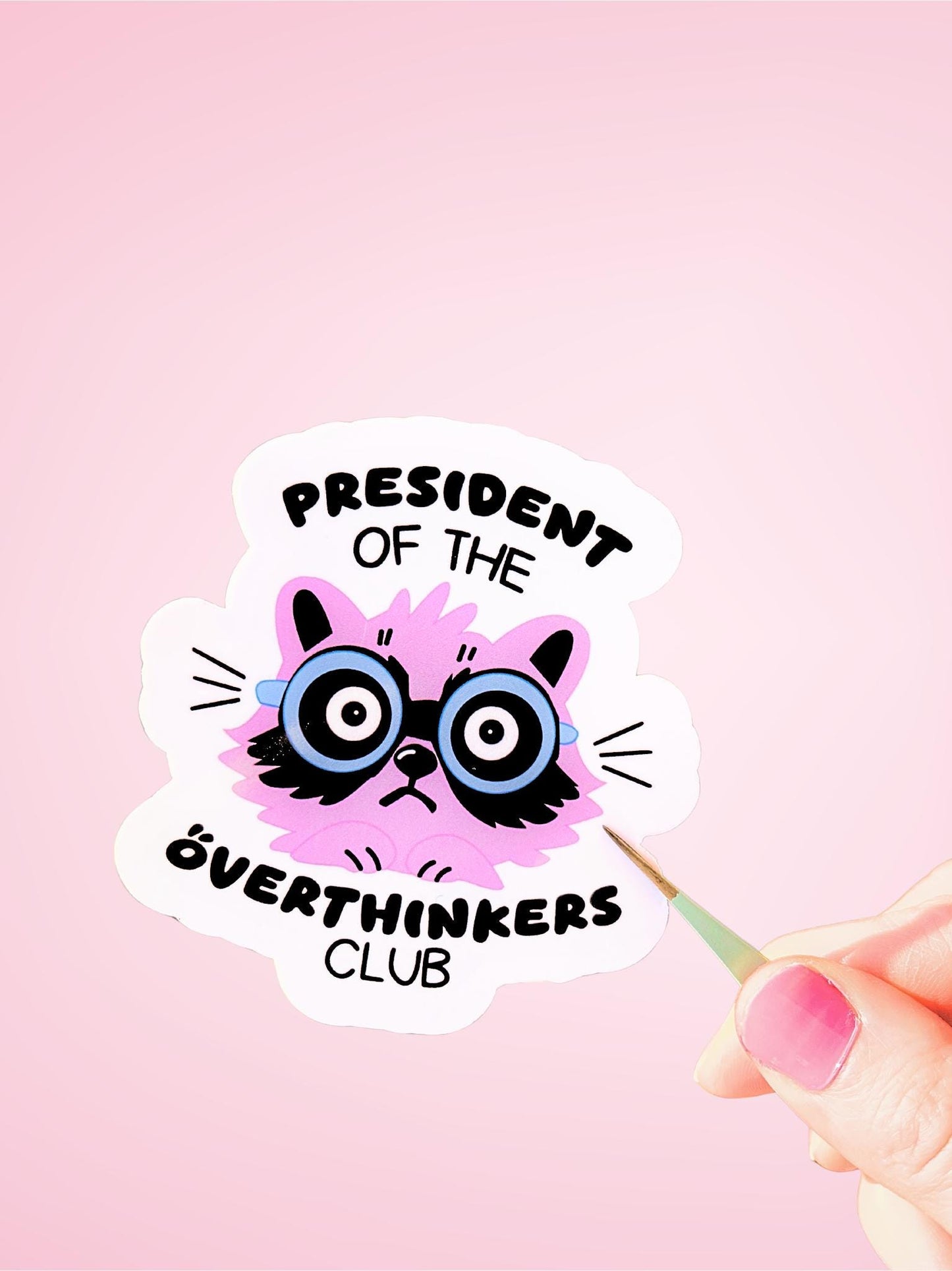 Funny Raccoon Overthinker Sticker, Neurodivergent Gift, Waterproof Laptop Vinyl Sticker , Anxious