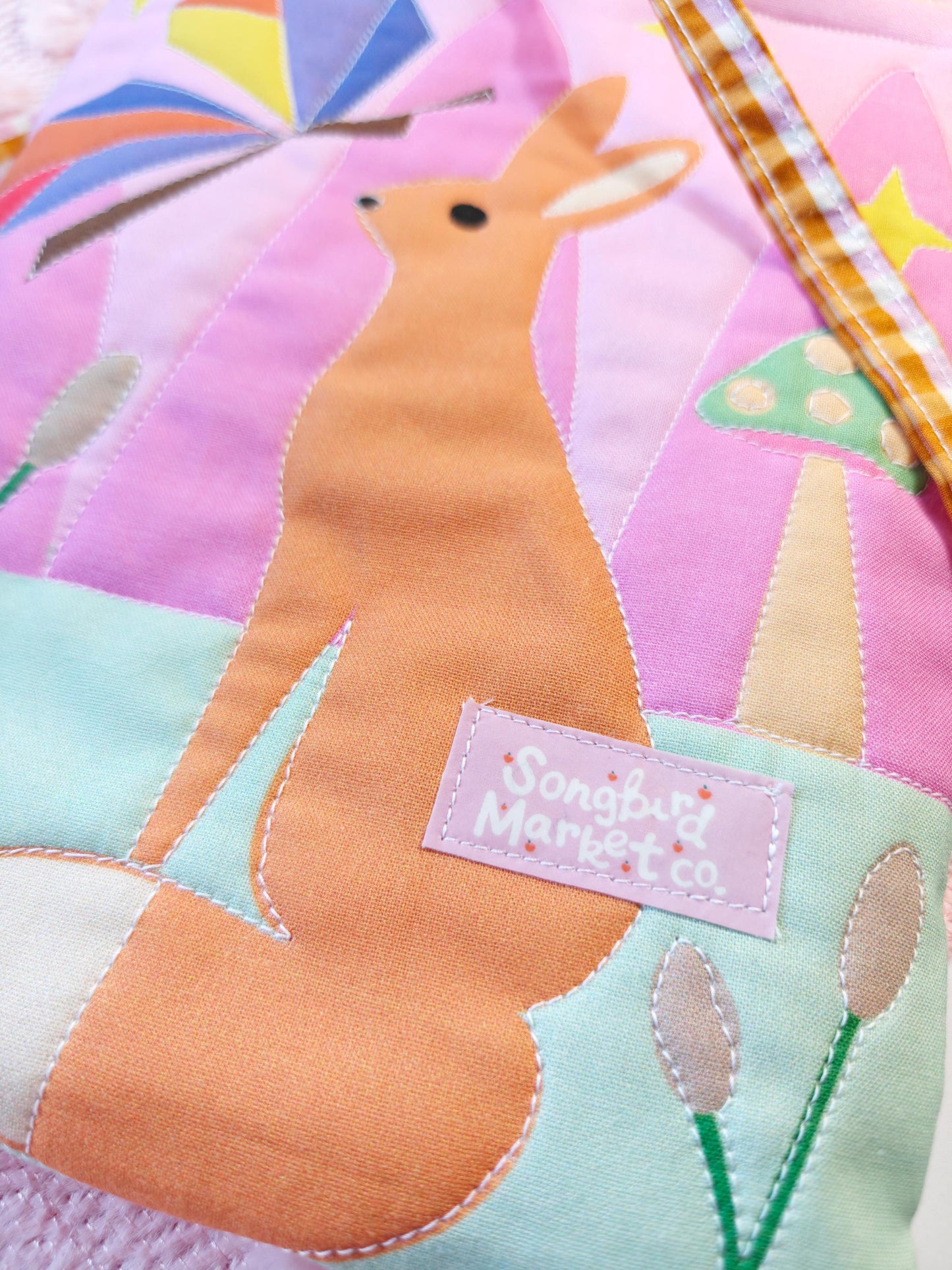Quilted Colorful Book Sleeve with Gingham Tie Enclosure