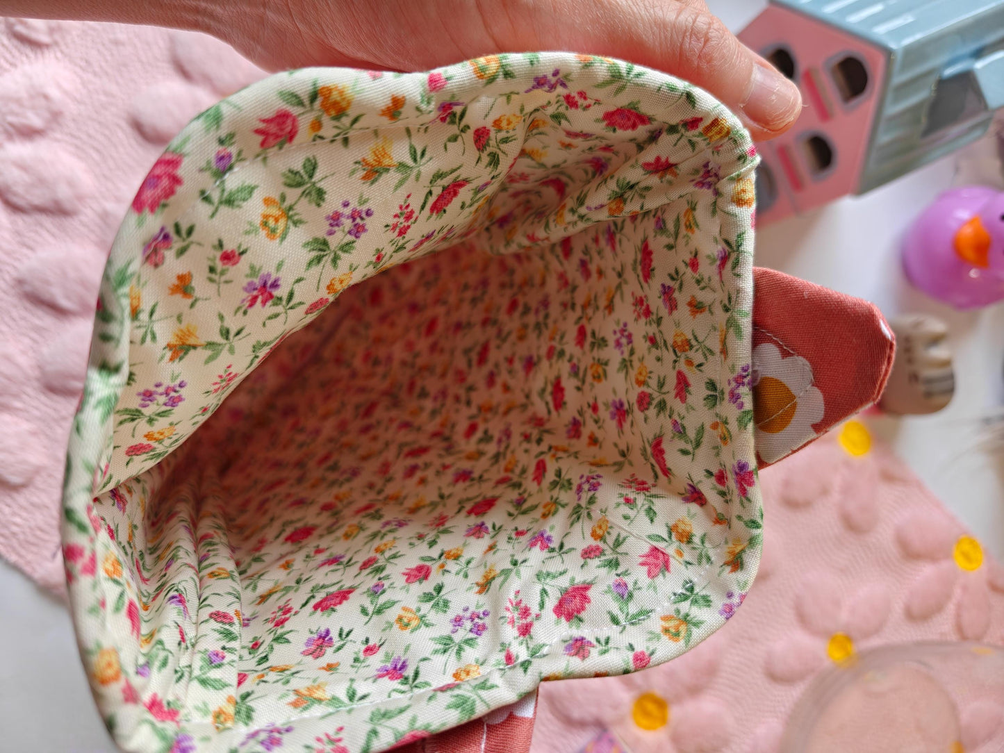 Fox-Shaped Book Sleeve with Dainty Yellow Floral Interior Lining