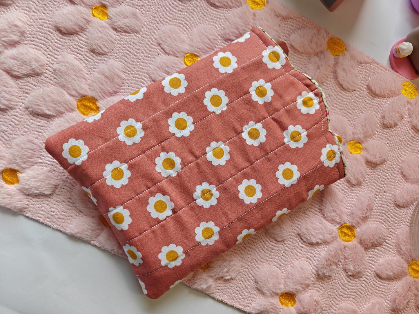 Fox-Shaped Book Sleeve with Dainty Yellow Floral Interior Lining