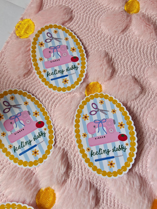 Funny Sewing Sticker "Feeling Stabby" for Crafters