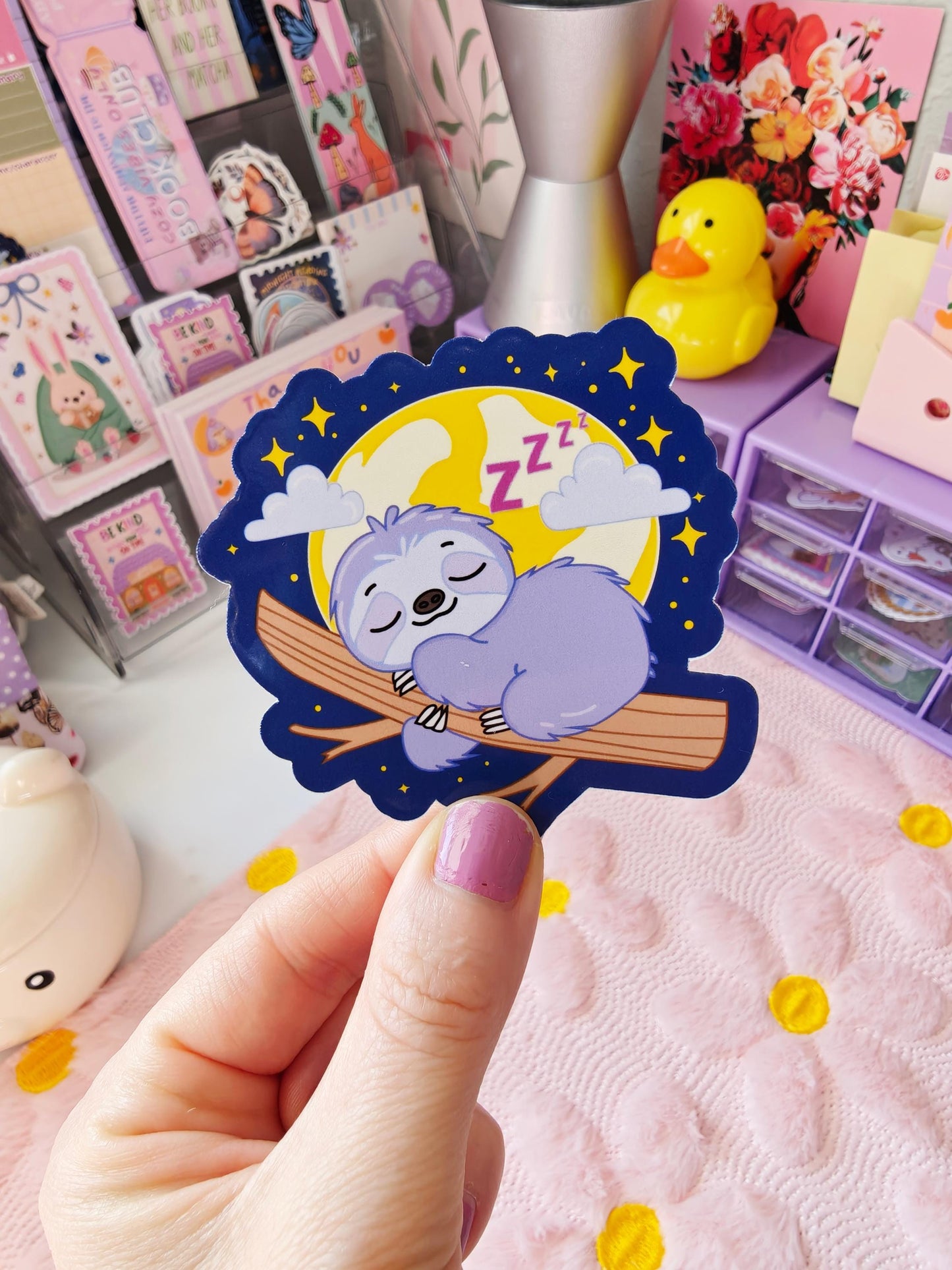 Sleeping Sloth Sticker - Waterproof Vinyl Die Cut Decal - Sloth Gift for Animal Lovers