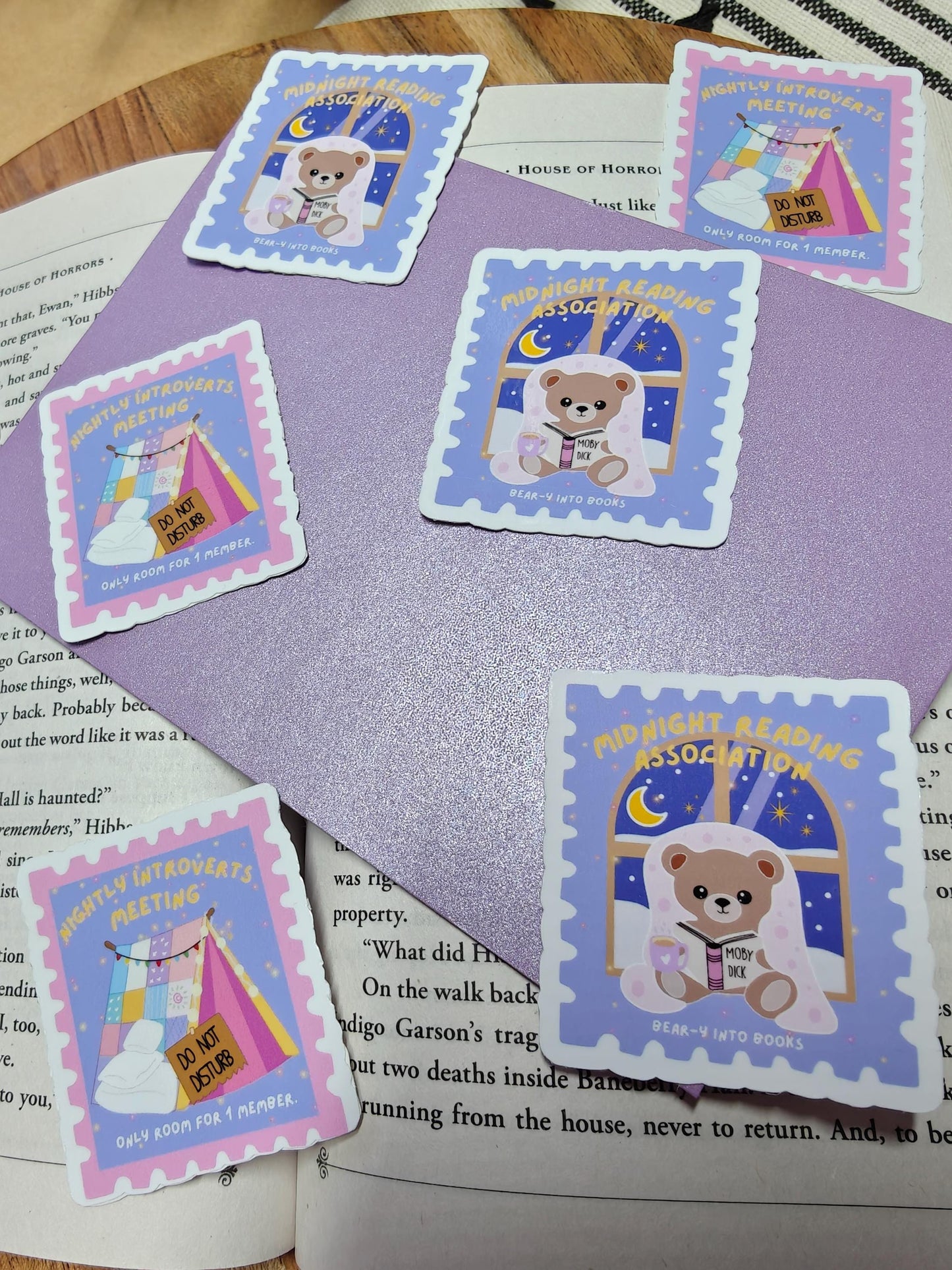 Bookish Teddy Bear Vinyl Sticker | Cozy Reader Gift