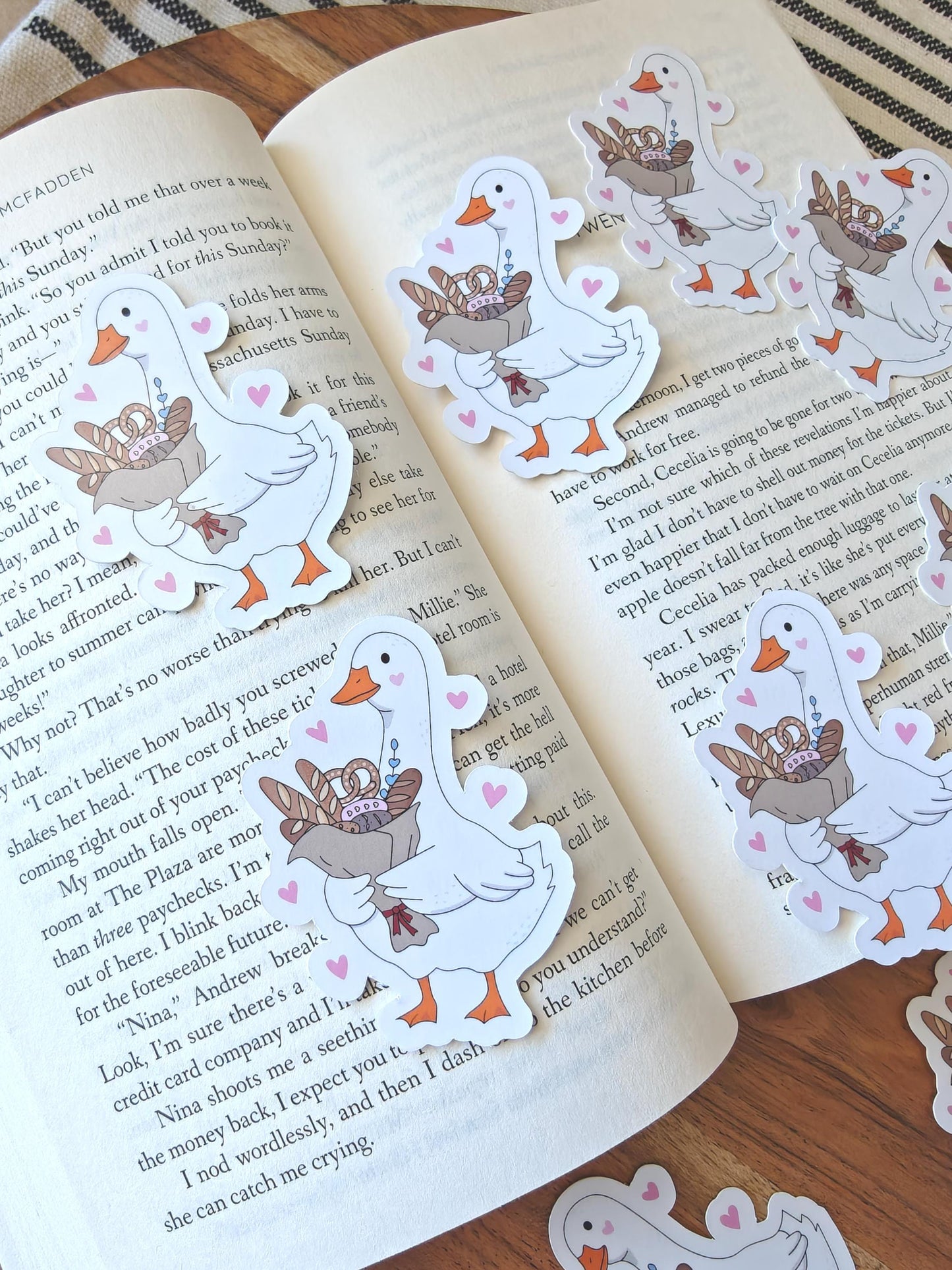Silly Romantic Goose with Bread Bouquet Vinyl Sticker