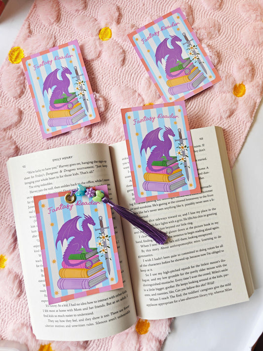 Fantasy Dragon Reader Bookmark | Hand Drawn Romantasy Page Marker