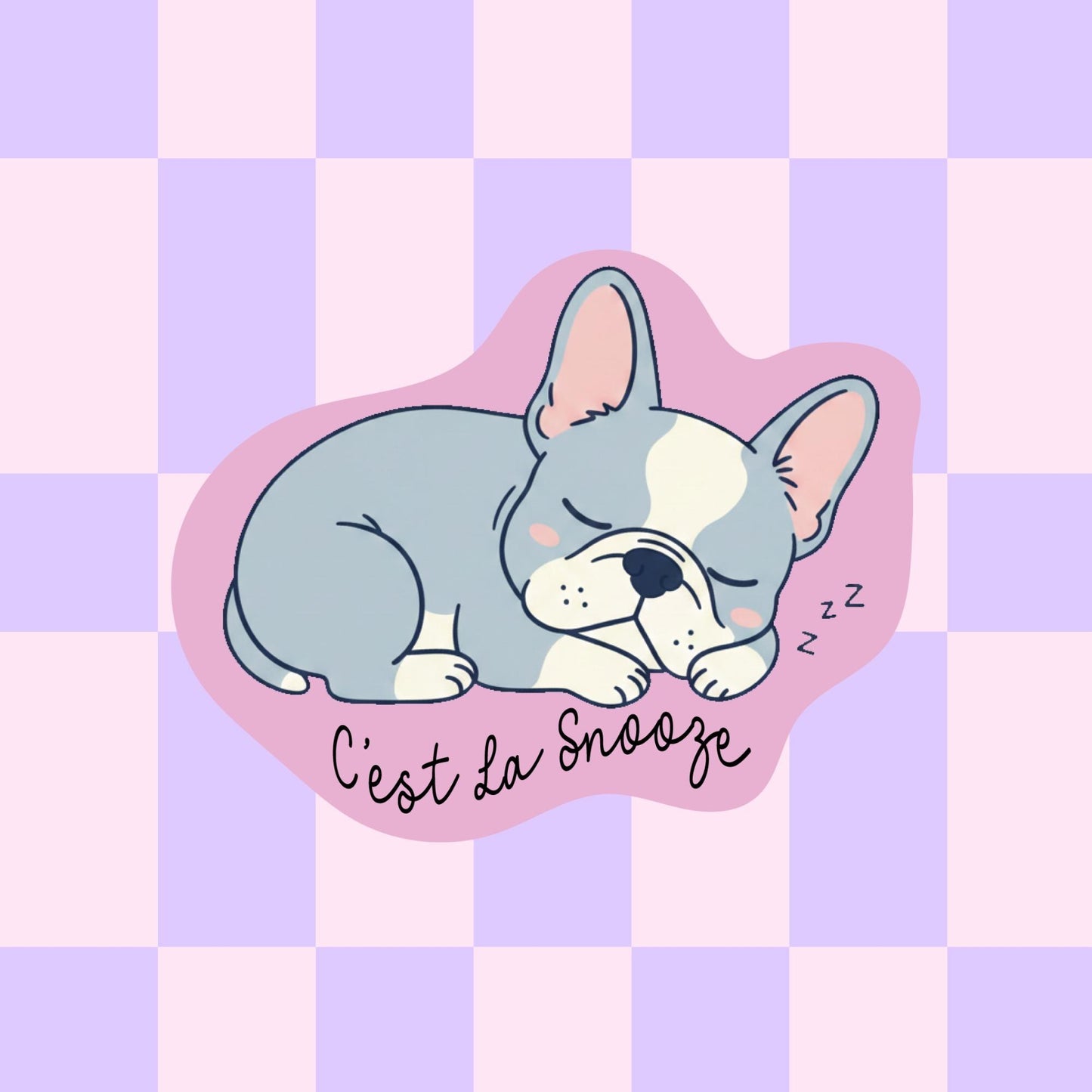 Sleeping French Bulldog Sticker: "C'est La Snooze" Vinyl Decal