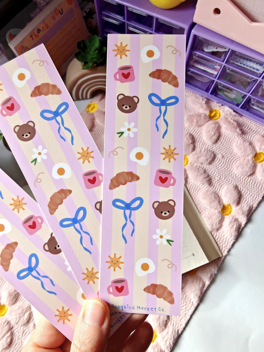 Breakfast Croissant Bears Bookmark for Book Lovers