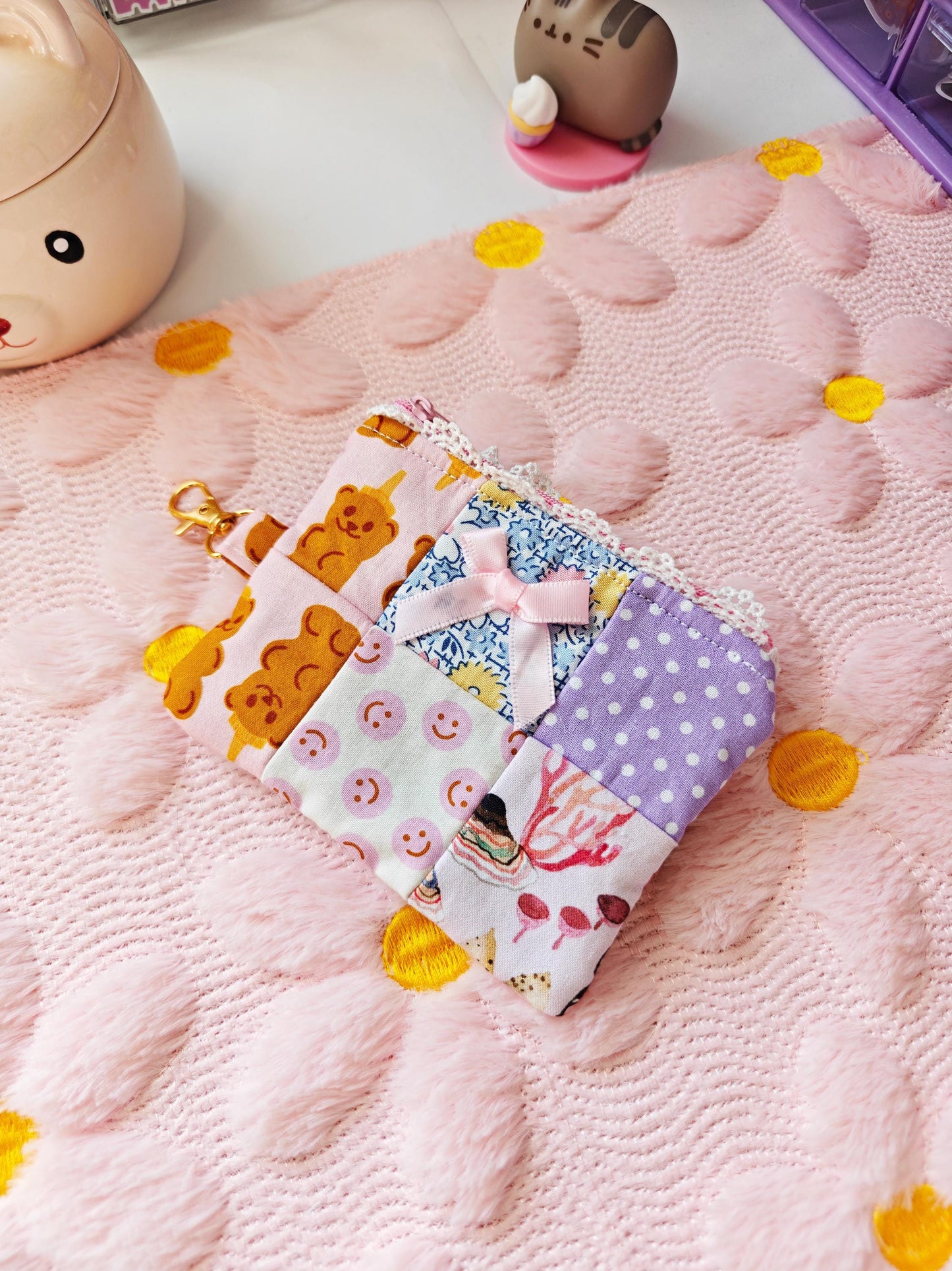 Patchwork Quilted Zipper Pouch | Handmade Travel Wallet