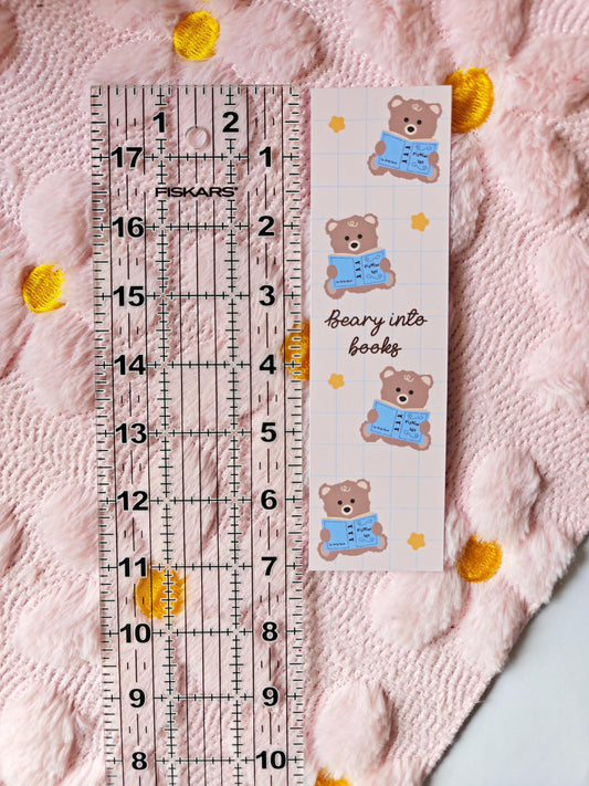 Beary Into Books Bookmark | Brown Teddy Bear Page Marker for Book Lovers