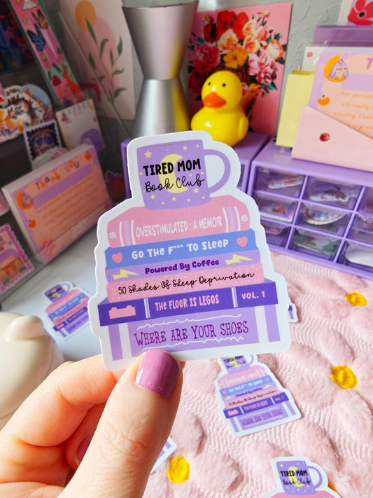 Tired Mom Book Club Pastel Sticker