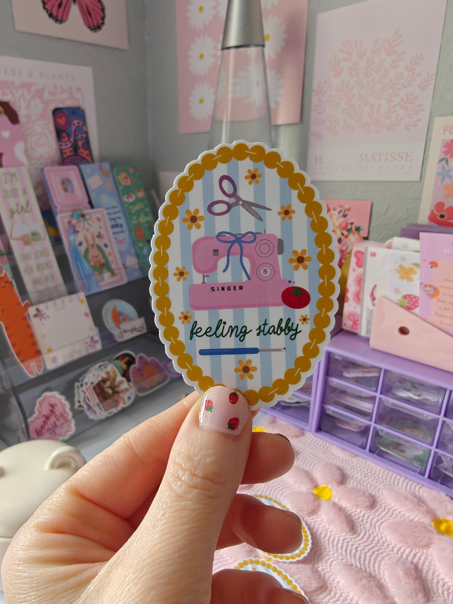Funny Sewing Sticker "Feeling Stabby" for Crafters