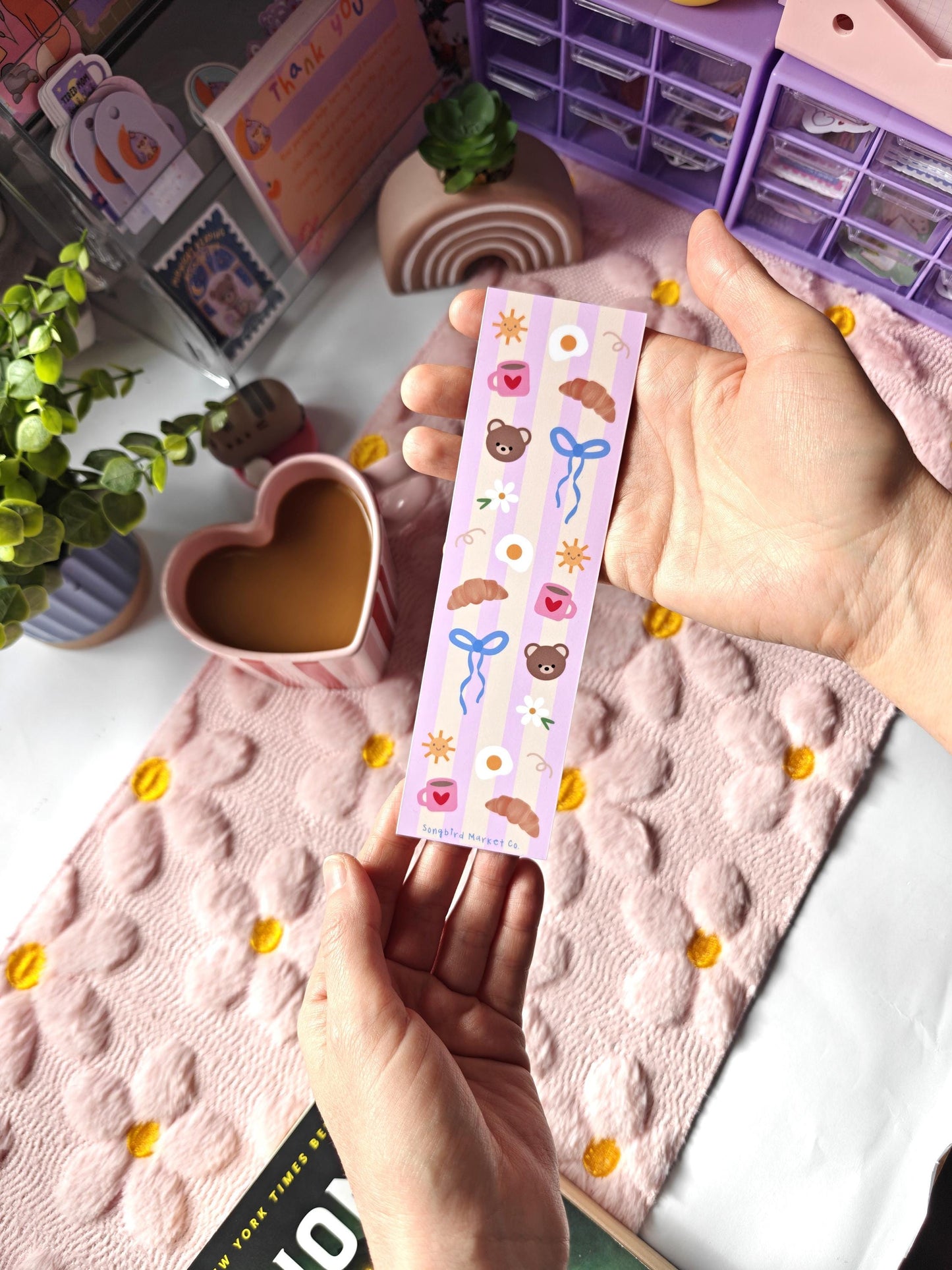 Breakfast Croissant Bears Bookmark for Book Lovers