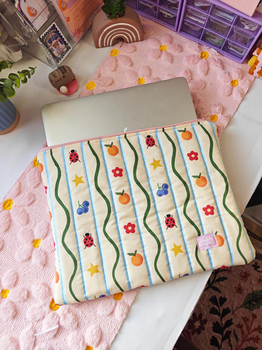 Summer Picnic Quilted Laptop Sleeve for 13", 14" or 15" Laptops