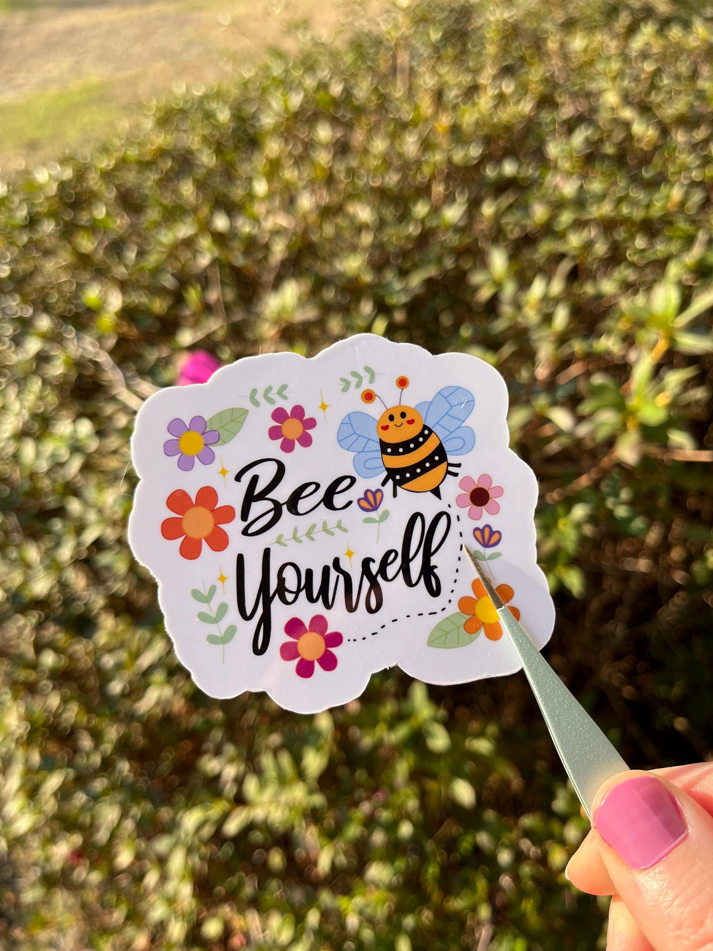 Bee Yourself Vinyl Sticker, Waterproof Laptop Decal, Motivational Sticker