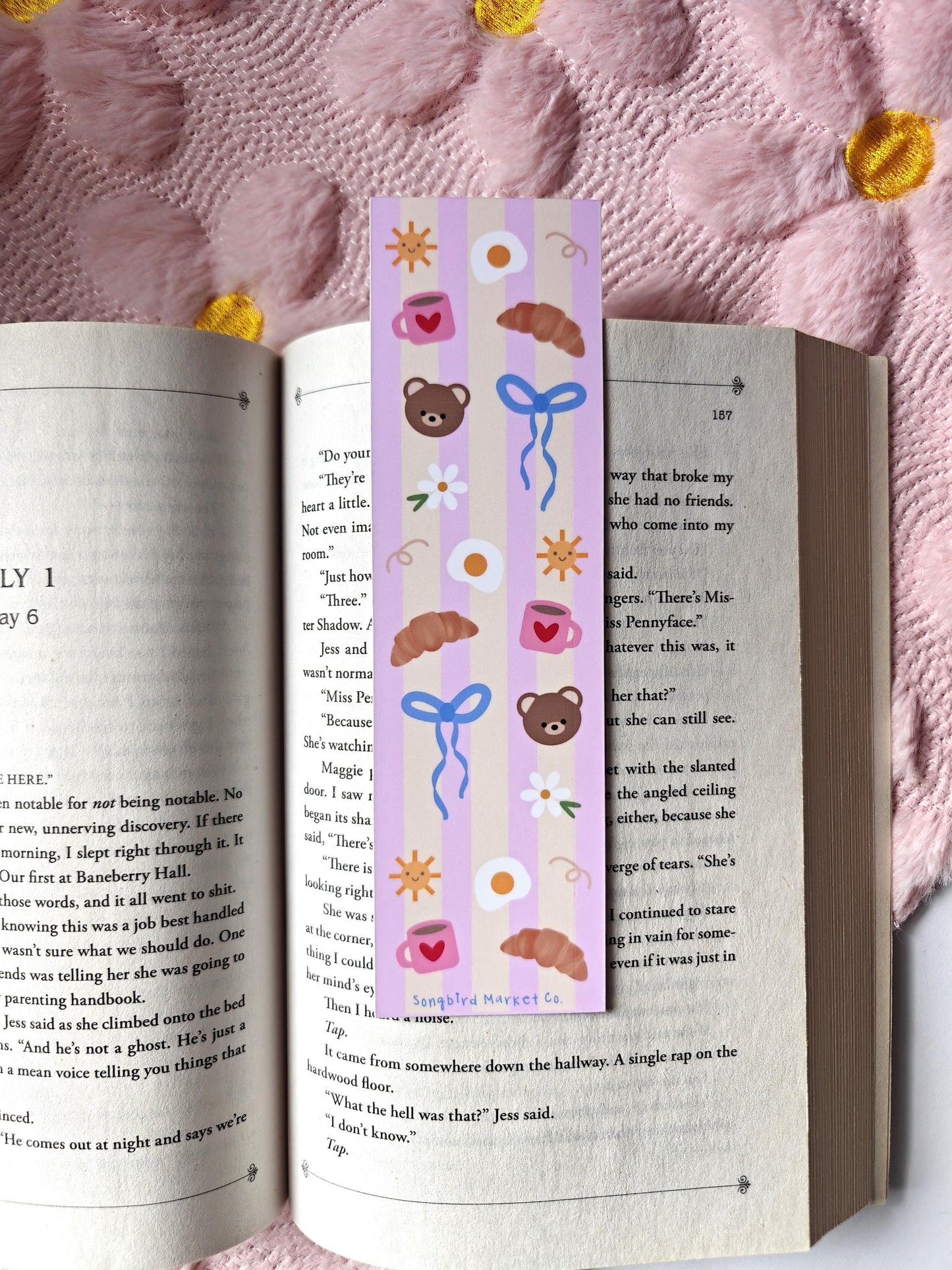 Breakfast Croissant Bears Bookmark for Book Lovers