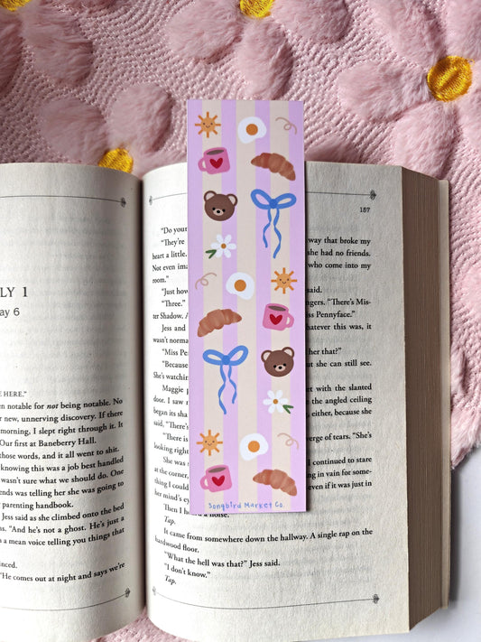 Breakfast Croissant Bears Bookmark for Book Lovers