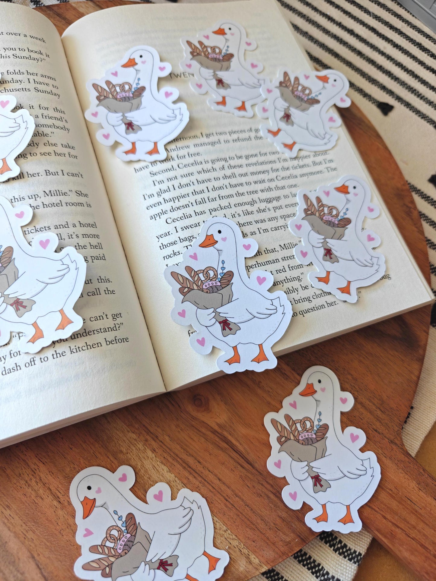 Silly Romantic Goose with Bread Bouquet Vinyl Sticker