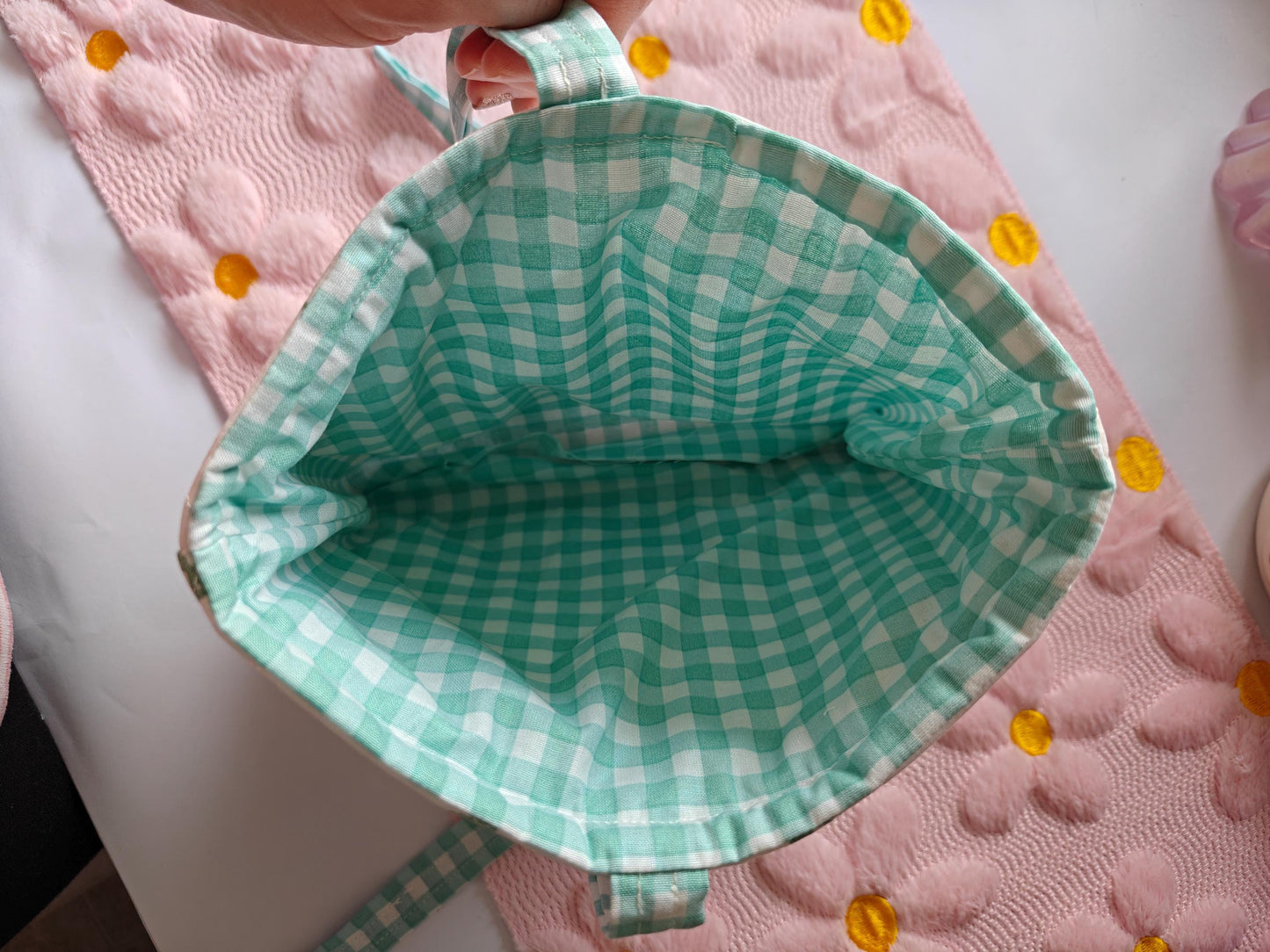 Name Charm Bow Book Sleeve with Gingham Ribbon Closure