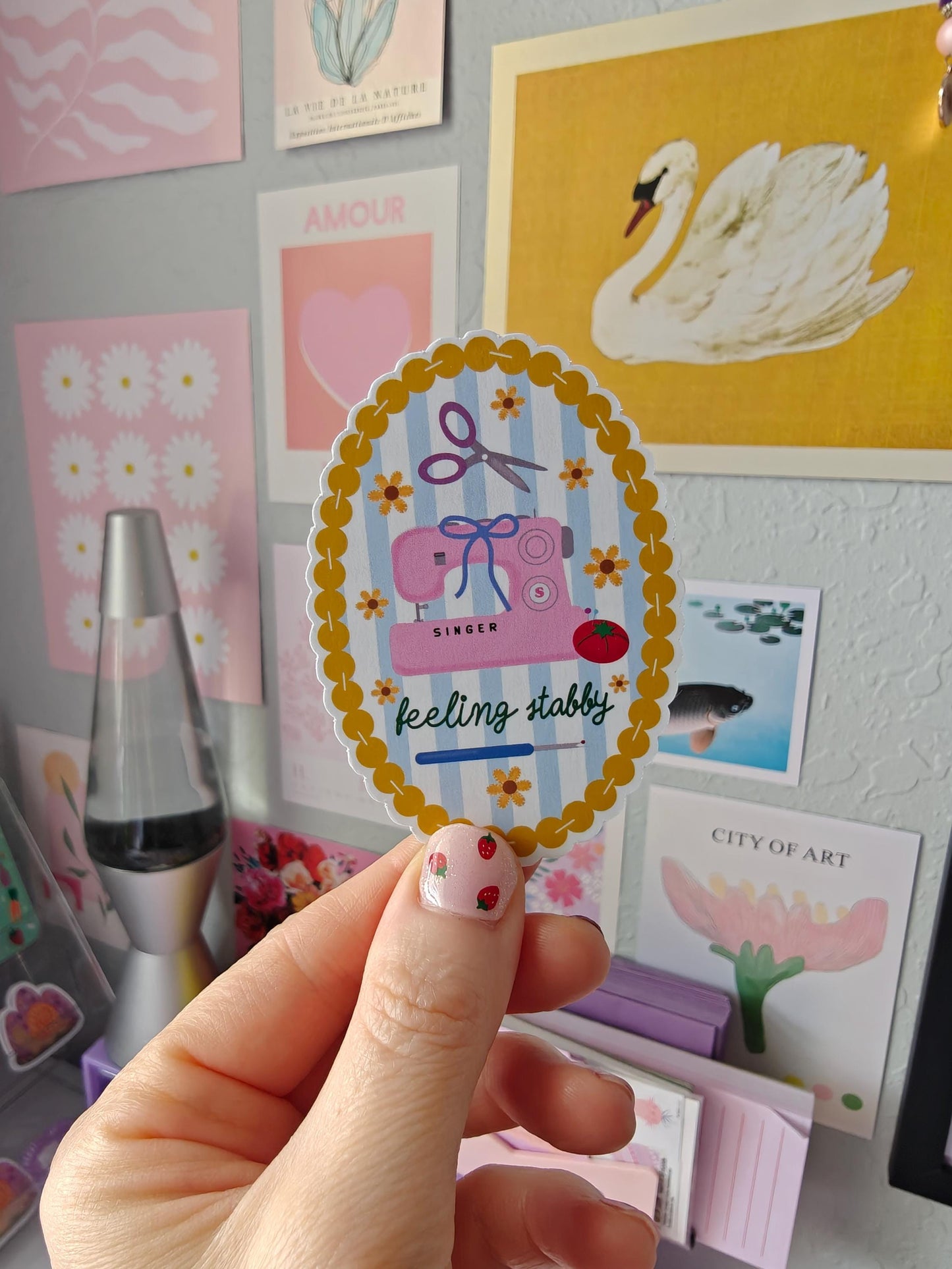 Funny Sewing Sticker "Feeling Stabby" for Crafters