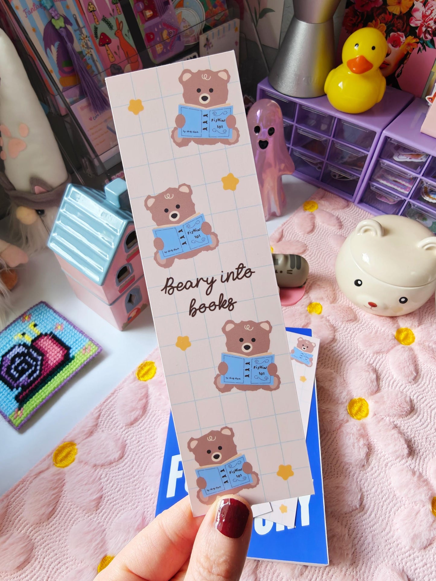 Beary Into Books Bookmark | Brown Teddy Bear Page Marker for Book Lovers