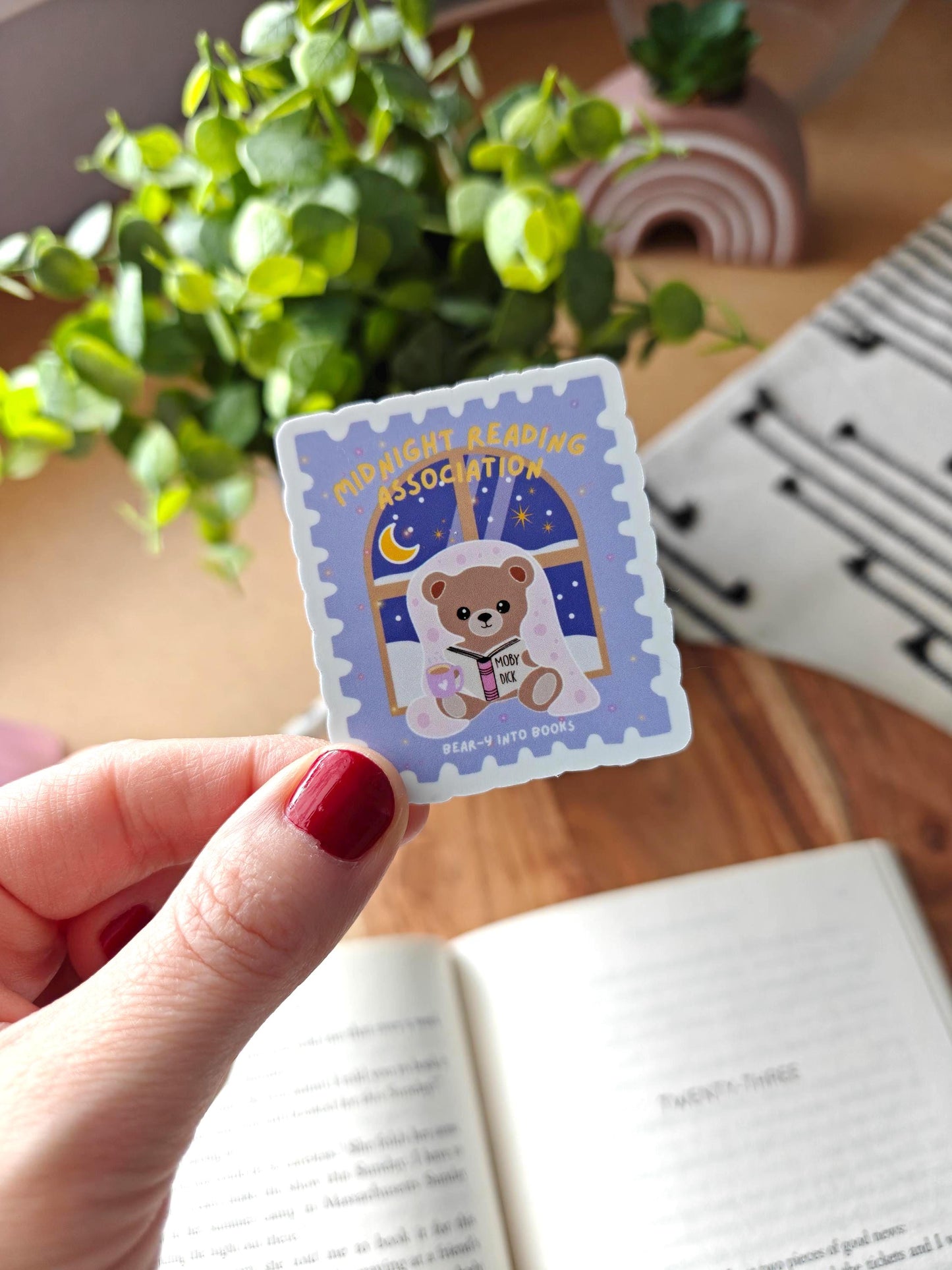 Bookish Teddy Bear Vinyl Sticker | Cozy Reader Gift